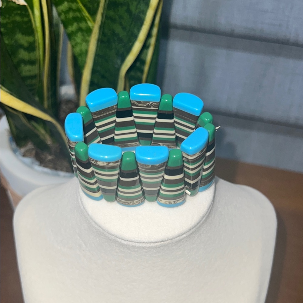 Striped Blue and Green Bracelet
